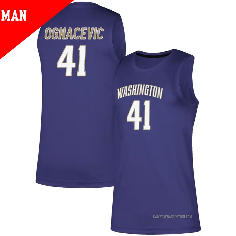 Men's ＃41 Jacob Ognacevic Washington Huskies Replica Purple adidas Basketball Jersey
