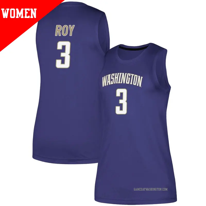 Women's ＃3 BJ Roy Washington Huskies Replica Purple adidas Basketball Jersey