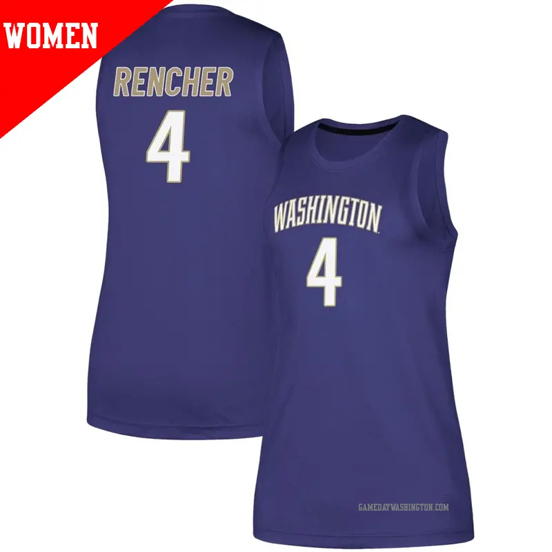 Women's ＃4 Jasir Rencher Washington Huskies Replica Purple adidas Basketball Jersey